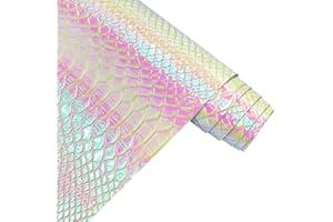 XHT 30 x 135 cm, holografisches Krokodilleder, schillerndes weißes Krokodilleder, geprägter metallischer Stoff für DIY-Nähprojekte