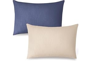 HYHIOTS Musselin-Kissenbezüge für Kleinkinder, Baumwolle, weich und atmungsaktiv, Kinder-Kissenbezüge für Reisen, mit Hotelverschluss, für 33 x 45,7 cm, 35,6 x 48,3 cm, 30,5 x 40,6 cm, Khaki + Blau