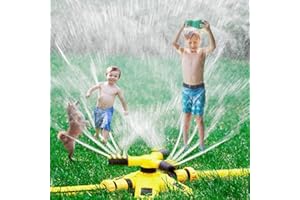 CaCaCook Kids Yello Mini Water Sprinkler, 360° Automatic Rotary Water Play, Summer Water Toy, Multifunctional, for Outdoor Water Play Fun, Unisex, Ages Kid, Cool Lawn Sprinkler