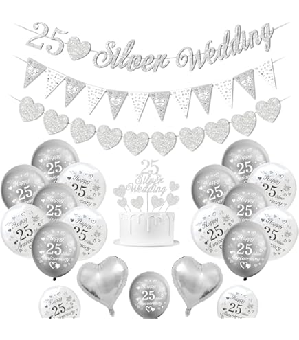 SCRITTA IN POLISTIROLO 25° ANNIVERSARIO NOZZE D'ARGENTO ADDOBBI - Foto 4