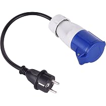 Goobay Cavo Adattatore CEE Per Caravan 1,5m – Spina 90° E Presa CEE Con Tappi, IP44, Gomma H07RN-F 3G2,5, Colore Arancione