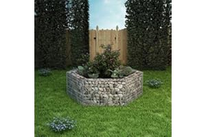 Tidyard Jardinière Gabion en Acier Galvanisé Stable et Durable Argenté 160 x 139 x 50 cm