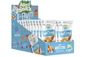 APERI SNACK Aperisnack B-Fruit - APS02.005 Astuccio Slot Mix Mente Attiva - Mandorle, Mirtilli Rossi, Noci e Semi di Zucca. Frutta Secca 100% Naturale - 20 Pacchetti Monodose da 25 g