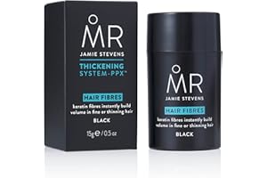 MR. MR Jamie Stevens Hair Fibres for Black Hair, Hair Building Fibre with Keratin, Conceals Thinning and Balding Hair, 15 ml
