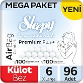 Sleepy Bio Natural Premium Plus Airbag Comfort Mega Paket K&uuml;lot Bez 6 Numara Xlarge 96 Adet