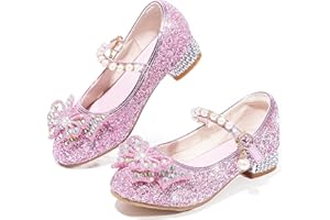 VTASQ Zapatos Princesa Niñas Glitterate Zapatos de Vestir Elegantes Mary Janes Zapatos de Tacón para Fiestas Bodas Cumpleaños y Cosplay