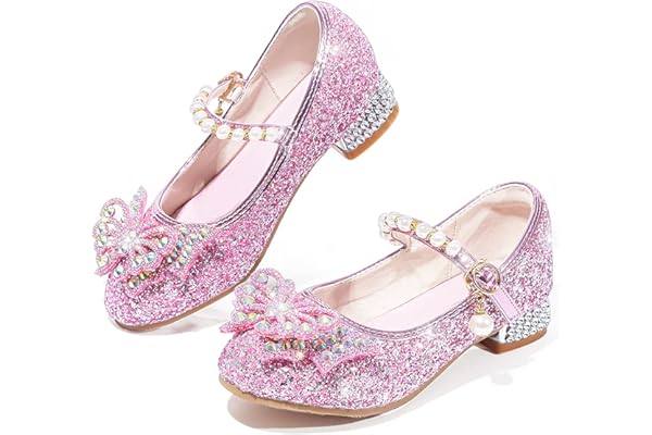 VTASQ Chaussure Princesse Fille Talon avec Paillettes Chaussures Reine Chaussures de Danse Enfant Déguisement Cosplay Chaussure Mariage Noël Anniversaire Cérémonie Fête