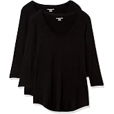 Amazon Essentials Women's 3/4 Sleeve Scoopneck Tunic, Pack of 2