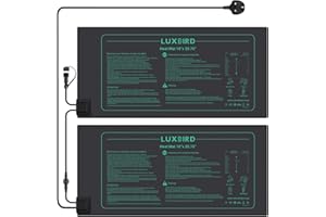 Luxbird 2 Pack Daisy Chain Seedling Heat Mats for Indoor Plants, 10" x 20.75" Waterproof Plant Heating Pad, 21W for Seed Starting, Germination, Hydroponics, Brewing, Breeding, Greenhouses