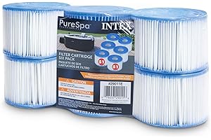 Intex 29011E Typ S1 PureSpa Easy Set Ersatzfilter für Pool, Spa, Whirlpool, Badewanne, blau und weiß, Pack of 6