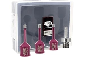 QUEFORET Diamond Drill Bits Set 4pcs - 3pcs 6/6/6mm x M14 Hole Saw, 1pc M14 to Hex Adapter for Ceramic Porcelain Tile Marble Granite