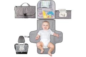 TENDS Fasciatoio Portatile Pieghevole e impermeabile XL–Questo fasciatoio è una borsa rimovibile composta da 6 tasche insieme a un dispenser di salviette e un comodo cuscino per la testa del bambino.