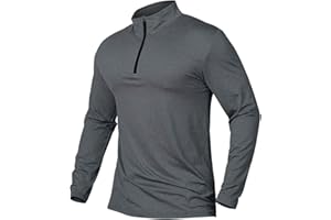 CARWORNIC Herren Langarmshirt Half Zip Sportshirt Laufshirt 1/4 Zip Pullover Leicht Atmungsaktiv Gym Jogging Trainingsshirt mit Stehkragen