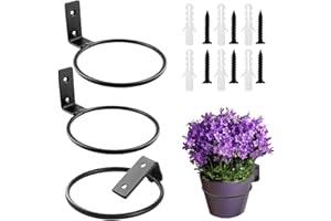 Ompinda Wall Plant Pot Holder, 6 inch Foldable Heavy Duty Metal Wall Mounted Flower Pot Ring Holder Plant Hanging Bracket for Home or Garden (3 Pack) (6 inch)