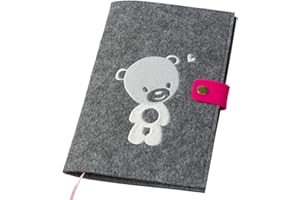 luxdag U-Heft Hülle mit Druckknopf aus Filz (Farbe & Stickerei wählbar) - Hülle für Kinderuntersuchungsheft & Impfpass - Organizer - Geschenk für werdende Mütter & Baby