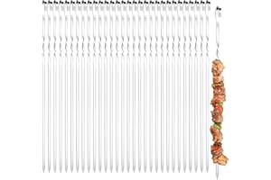 Gxlaihly 30 Pièces Brochette inox, 40 cm Brochettes pour Barbecue, 40cm Brochettes de kebab, Réutilisables Brochettes Inox, pour Bœuf, Barbecue, Légumes et Poisson (A-40CM)