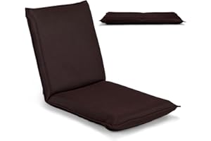 LIFEZEAL Sedia da Pavimento, Cuscino da Terra, Schienale Regolabile a 6 Livelli, Telaio in Acciaio, Imbottito in Spugna, Fodera Traspirante, Max 136kg, per Meditazione, Lettura, Relax, Lounge, Marrone