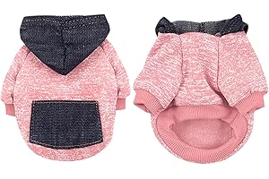 AMAONE Wasserdichte Hundemantel Winter Warme Jacke Hunde Welpen Pullover Junge Für Kleine Mit Tasche - Warmer Hund Medium Hoodie Herbst Kleidung Winter Fleece Haustierkleidung Hunde (1107DEBKB-Pink, M)