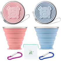 Tazza Da Campeggio Pieghevole In Silicone 180 Ml – 2 Pezzi Con Coperchio, Per Viaggi E Picnic