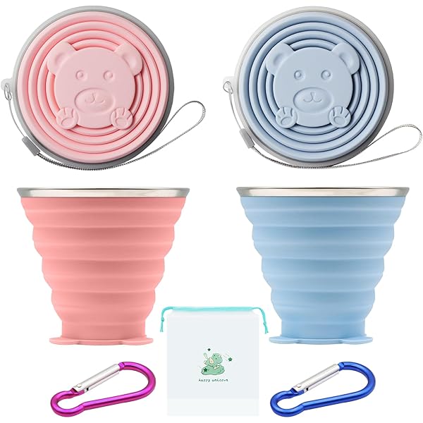 2 Tazze Di Silicone Pieghevoli 180ml - Coppe Da Viaggio Senza BPA Con Coperchio Sigillante - Foto 10