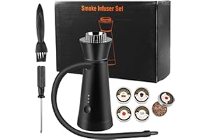 BORDEAG Kit Per Affumicatore Per Cocktail, Pistola Per Fumare, Generatore Di Fumo, Affumicatore Da Cucina, Affumicatore Portatile Con 4 Tipi Di Trucioli Di Legn, Per Whisky, Bevande, Bourbon, Bistecche