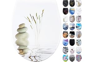 Fanmitrk Duroplast Toilet Seat Soft Close -Quick Release Toilet Lid with Top Fixing,Various Patterns to Choose from (UF819-52)