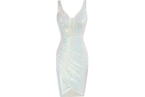 GRACE KARIN Robe Élégante pour Femme Robe à Paillettes Col en V Moulante de Cocktail pour Soirée