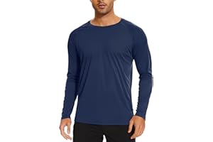 TACVASEN T Shirt Anti UV Homme Manche Longue Haut de Sport à Séchage Rapide Tops d'extérieur en Col Rond