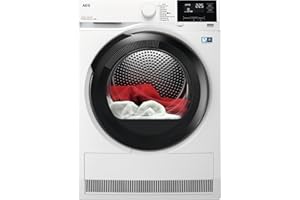 AEG Secadora con Bomba de Calor 8Kg, Libre Instalación, Motor Inverter, Función Vapor, Programa Rápido, Secado Mixto y Antibacteriano, Serie 8000, Blanco, TR818A4OB, Fabricado en UE