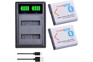 PowerTrust 2 Stück NP-BG1 NP-FG1 Akku + Ladegerät mit Typ-C-Anschluss für Sony Cyber-Shot DSC-W100, W120, W150, W220, T20 T100 T25, DSC-H3, H7, H9, H10, H20, DSC- H50, DSC-H55