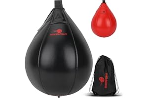 Boxerpoint Speedball für Boxen, Premium PU Leder Boxbirne mit Tragetasche - Reflexball für Kickboxen, Muay Thai, MMA - Boxausrüstung, Männer, Frauen