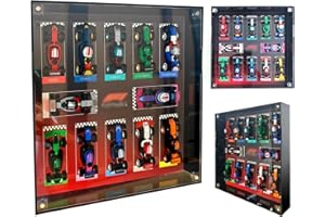 WETCEAOM Cadre Vitrine en Acrylique Compatible avec Lego 71049 Collectables F1 Race Cars Panneaux Muraux, Cadres Photo, Toiles De Fond 27*27*5 CM (Modèle Non Inclus) Noir
