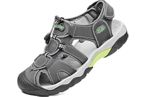 ZYLDK Sports Outdoor Sandals Summer Men's Beach Shoes Casual Sandals for Men Closed-Toe Shoes Leather Trekking Walking Hiking Touch Close Strap