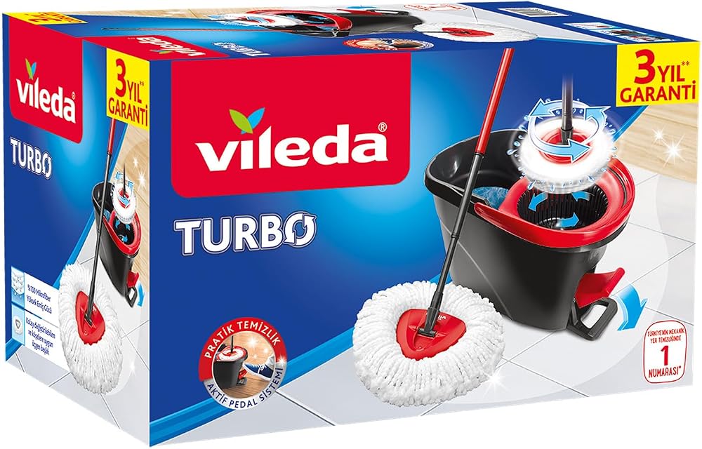 Vileda Turbo Pedallı Temizlik Seti, Siyah