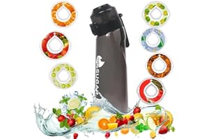 LIVERO Air Water Bottle with Flavour Pods, 650ML New Fruit Scented Water Bottle With 7 Flavour Pods, Starter Up Set 0 Sugar Calorie Water Cup BPA Free &Leak Proof Fragrance for Gym Sports Outdoor (Black)