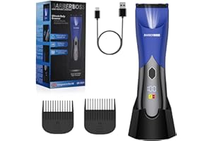 BarberBoss afeitadora corporal masculina, recortadora de vello íntimo recargable para ingles y vello púbico, herramienta cuidado suave, máquina depilar hombre, resistente al agua