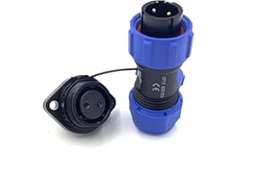 BAYZCONN Conector Conector de aviación SP17 Conector macho de 2 pines y conector de cable hembra IP68 Conectores de aviación impermeables de montaje en panel de brida de 2 pines y 2 orificios