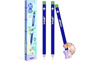 YPLUS Eraser Pen – 3 Pcs Precision Pencil Eraser for Artists, Students & Professionals, No Trace Wiping, Pinpoint Accuracy, Unique Design with Sharpener - Blue