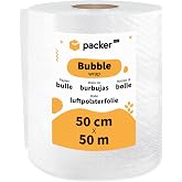 packer PRO Bubble Roll Plastic Packaging, 50 cm Width and 50 m Length, Transparent