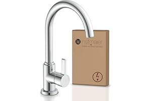 instmaier K3 Low Pressure Kitchen Tap | Kitchen Tap | Sink Tap with High Spout | Tap for Kitchen Sink with Boiler | Single Lever Mixer Tap | 360° Swivelling | Chrome