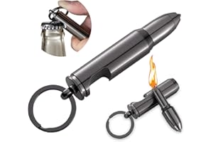 Ultraray Mechero Gasolina (2 Piezas), Llavero Mechero Cerillas, Encendedor con Rompe Cristales y Abrebotellas, Encendedor Cool para Camping, Regalo para Hombre Mujer