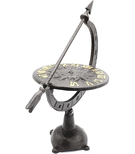 Meridiana Da Tavolo Esschert Design - In Ghisa Marrone Rossastro, Con Supporto, 39x32x25 Cm - Foto 9