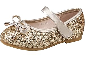 WUIWUIYU Girl's Magic Strap Cute Bright Bowknot Princess Dance Shoes(Toddlers/Little Kids)