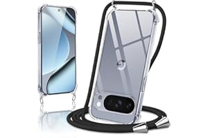 Oelrstfe Handyband Hülle mit Band für Google Pixel 10/Pixel 10 Pro, Necklace Handyhülle mit Kordel Schutzhülle für zum Umhängen, Transparent TPU Case Stoßfest Kratzfest Silikon Cover mit Kette,Schwarz