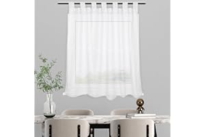 HOMEYA - Cortina Cocina Translúcida 140x140cm - Visillo Transparente Estampado para Ventana, Marco de puerta - 1 Unidad