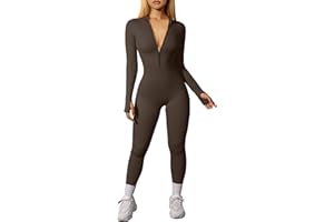 OQQ Sports Jumpsuits for Women Zipper Front One Piece Overall Workout Yoga Leisure Women Jumpsuits