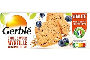 Gerblé Vitalité Sablés Myrtille Germe de Riz – Saveur fruitée, texture sablée, allégés en sucres, sans huile de palme, 140g