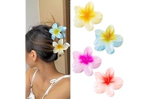 BOFUNX 4pcs Pinzas de Pelo Hawaianas en Forma de Flor Clips Hebillas de Cabello Garras de Plástico Antideslizante para Mujeres y Niñas