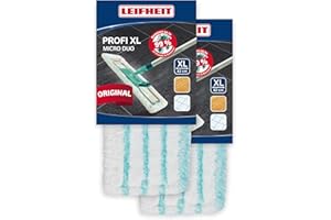 Leifheit Original 2er Set Wischbezug Profi XL Micro Duo, für alle Bodenarten, Bodenwischer Ersatzbezug, effektive Schmutzaufnahme Dank 2-Faser-System, Mikrofaser Putzlappen für Fliesen und Laminat