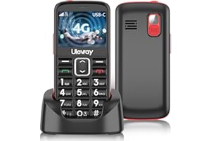 Tosaju 4G - Teléfono móvil para personas mayores, sin contrato, con teclas grandes, con estación de carga, botón de emergencia, batería de 1000 mAh, pantalla de 2,4 pulgadas, color negro